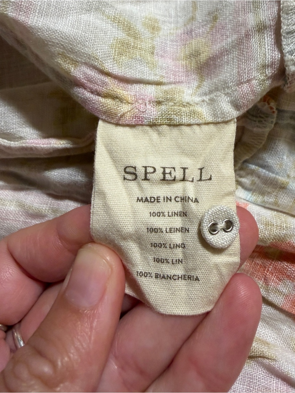 Spell Flora Linen Midi Dress Patch Pockets Large Cottage Whimsical‎ - Picture 12 of 16